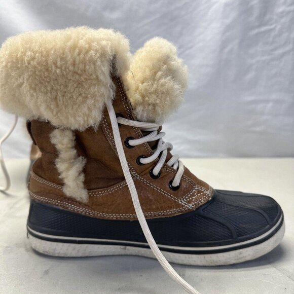 Crocs Boots Womens 7 All Cast Luxe Shearling Winter Snow Duck Boot 12812 Brown - Picture 4 of 13